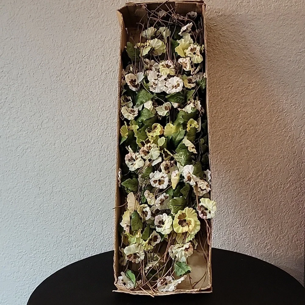 Elegant White and Green Faux Pansy Spray Floral Accents